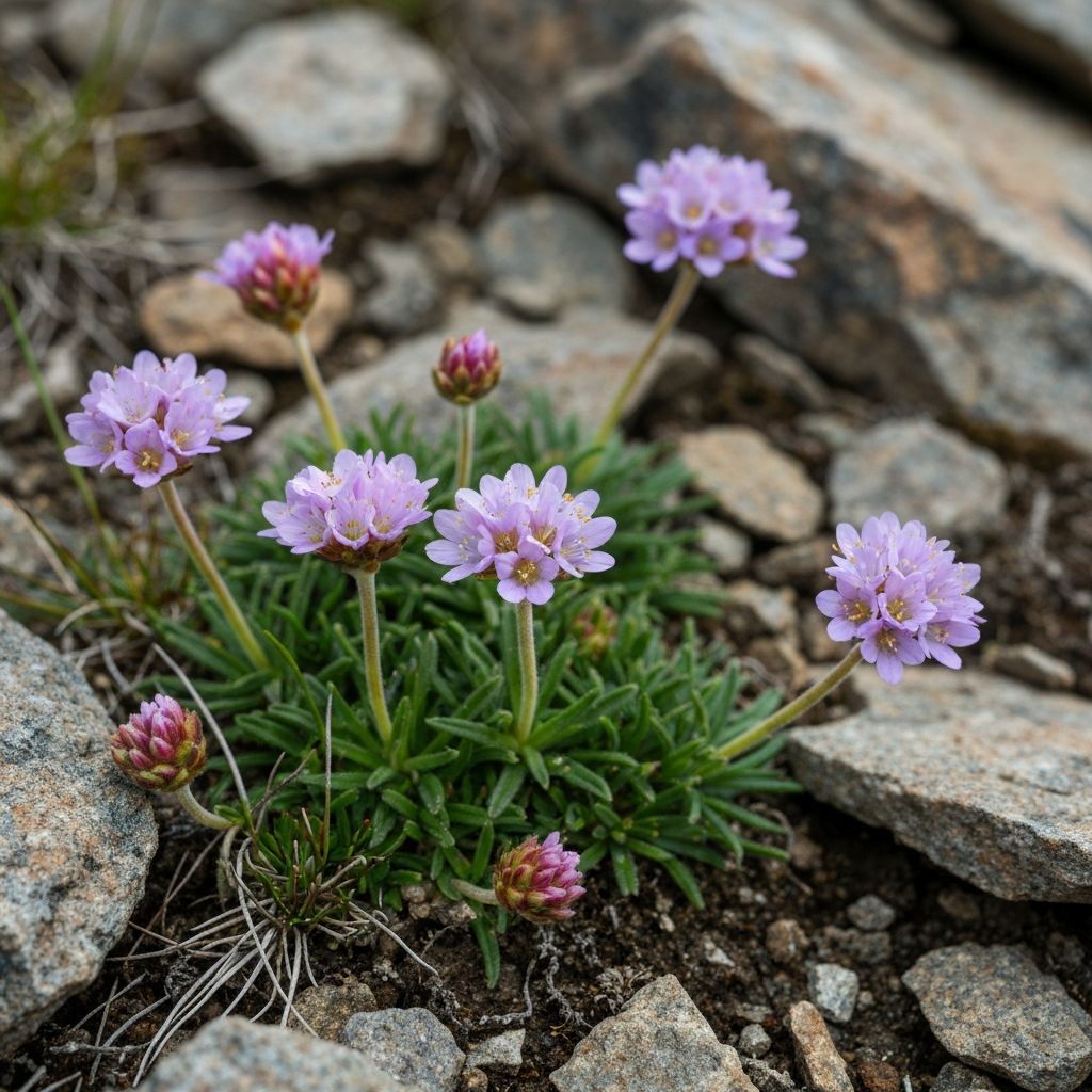 Thrift, bellflower and saxifrage flowers